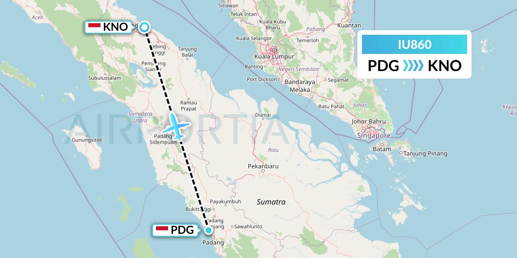 IU860 Pt. Super Air Jet Flight Map: Padang to Medan