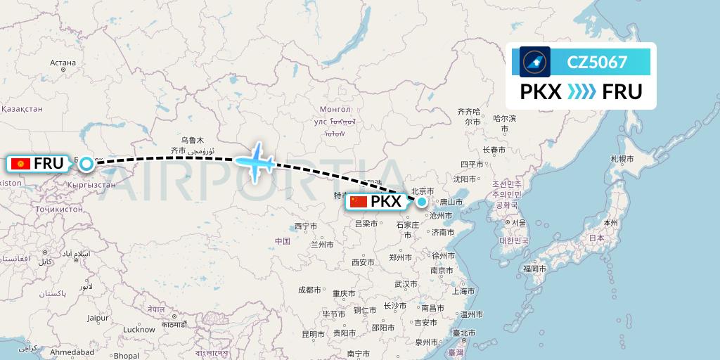 CZ5067 China Southern Airlines Flight Map: Beijing to Bishkek