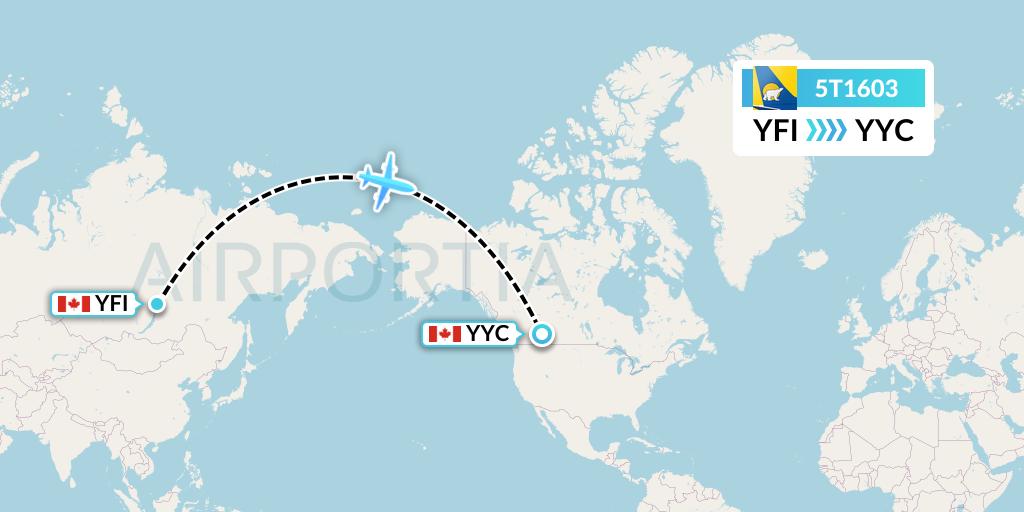 5T1603 Canadian North Flight Map: Fort MacKay to Calgary