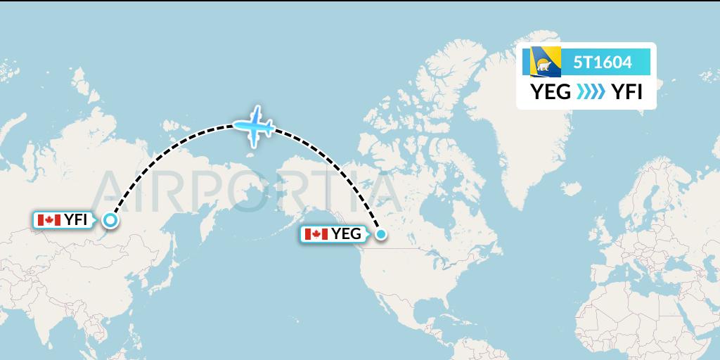 5T1604 Canadian North Flight Map: Edmonton to Fort MacKay
