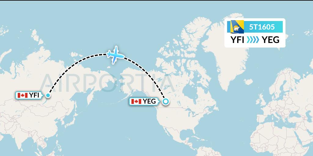 5T1605 Canadian North Flight Map: Fort MacKay to Edmonton