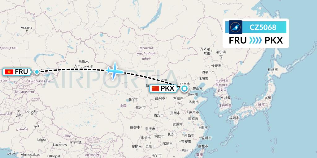 CZ5068 China Southern Airlines Flight Map: Bishkek to Beijing