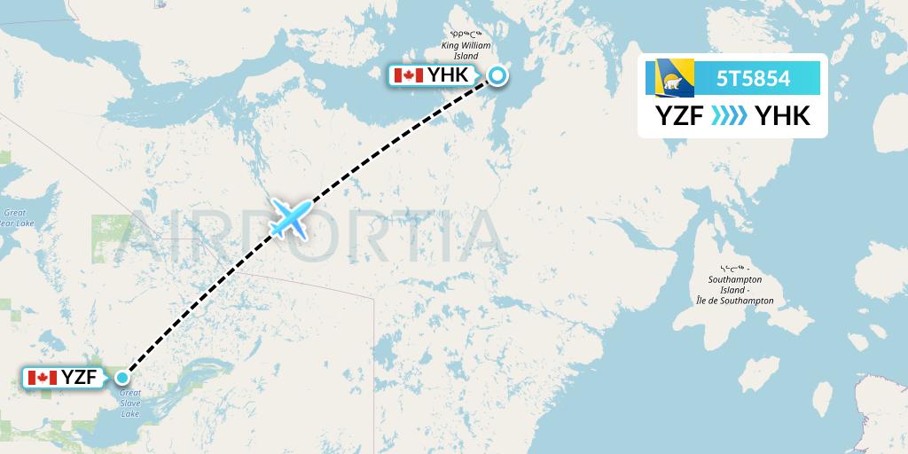 5T5854 Canadian North Flight Map: Yellowknife to Gjoa Haven
