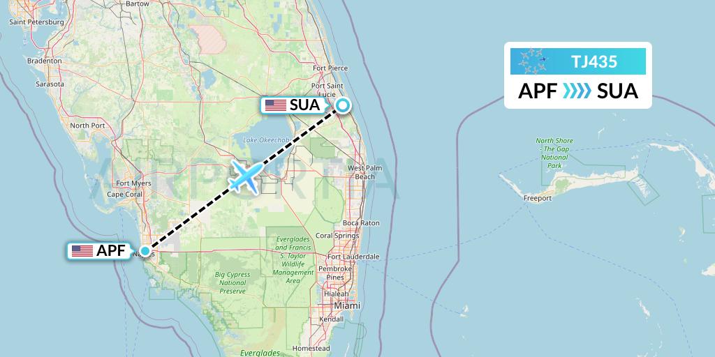 TJ435 Tradewind Aviation Flight Map: Naples to Stuart