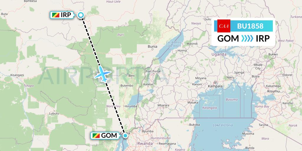 BU1858 Flight Status flyCAA Goma to Congo (FPY1858)