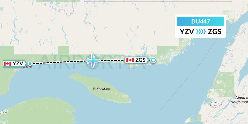 DU447 Sky Jet M.g. Inc Flight Map: Sept-Iles to Gethsemani