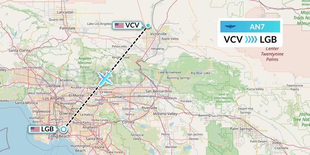 AN7 Advanced Air Flight Map: Victorville to Long Beach