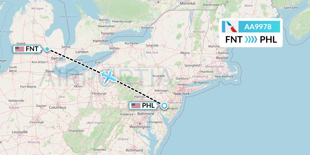 AA9978 Flight Status American Airlines Flint to Philadelphia (AAL9978)