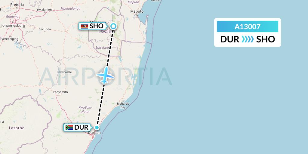 A13007 A.p.g. Distribution Systems Flight Map: Durban to Manzini