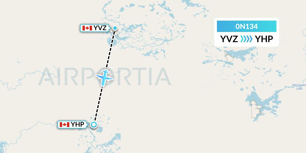 0N134 North Star Air Flight Map: Deer Lake to Poplar Hill