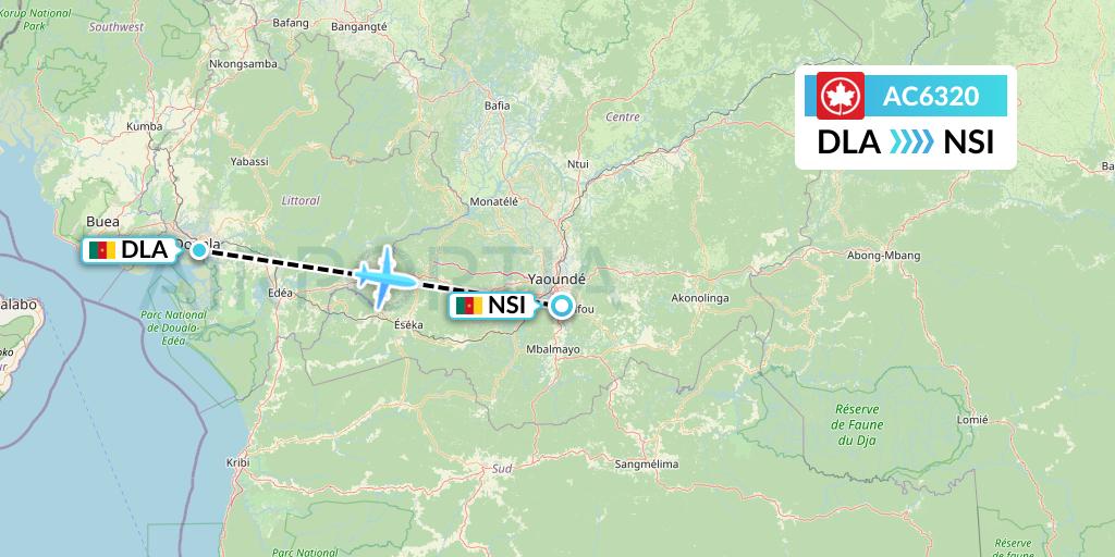 AC6320 Air Canada Flight Map: Douala to Yaounde