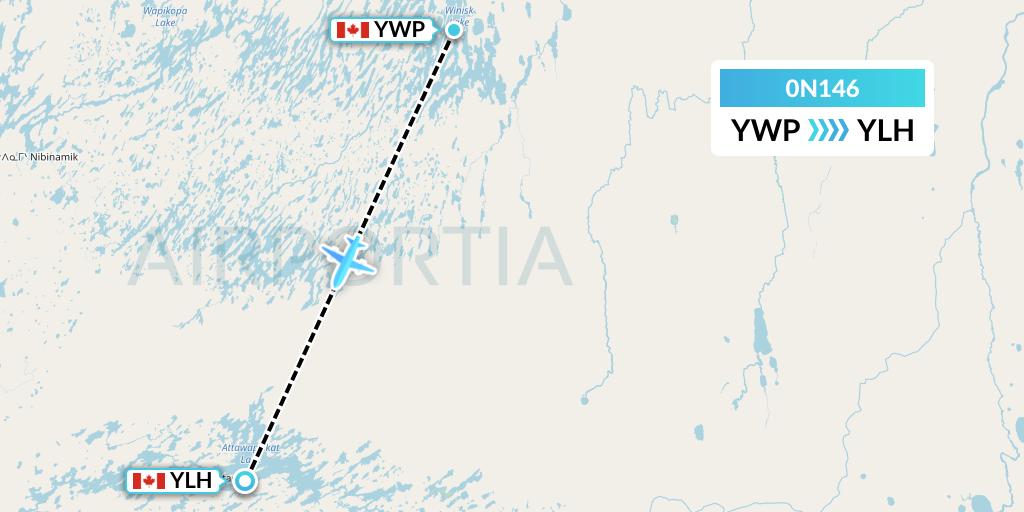 0N146 North Star Air Flight Map: Webequie to Lansdowne House