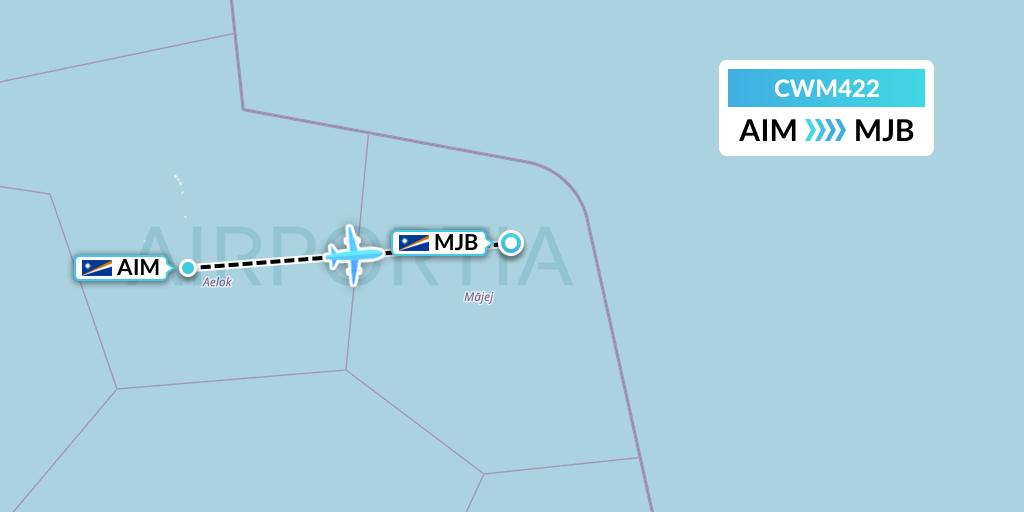 CWM422 Air Marshall Islands Flight Map: Ailuk Island to Mejit Atoll