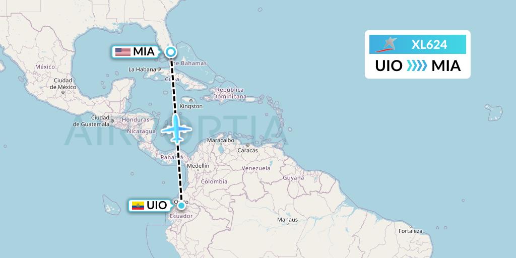 XL624 LATAM Airlines Ecuador Flight Map: Quito to Miami