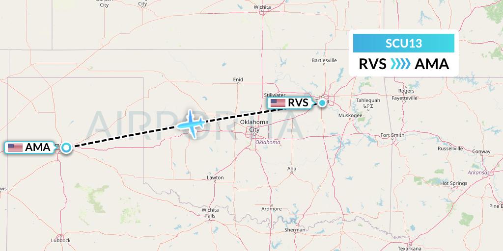 SCU13 Air Scorpio Flight Map: Tulsa to Amarillo