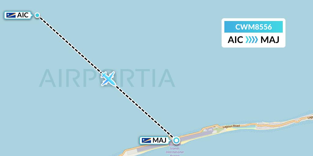CWM8556 Air Marshall Islands Flight Map: Airok to Majuro