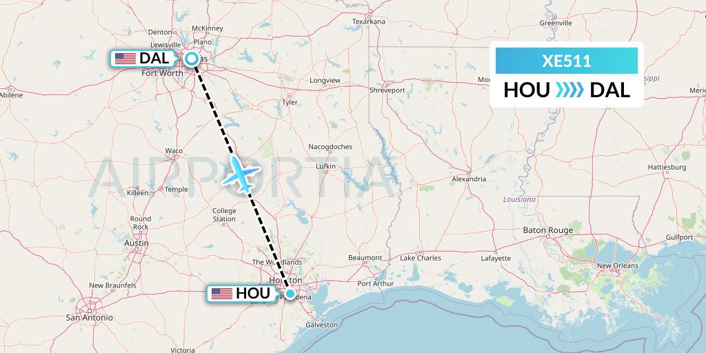 XE511 Jsx Flight Map: Houston to Dallas