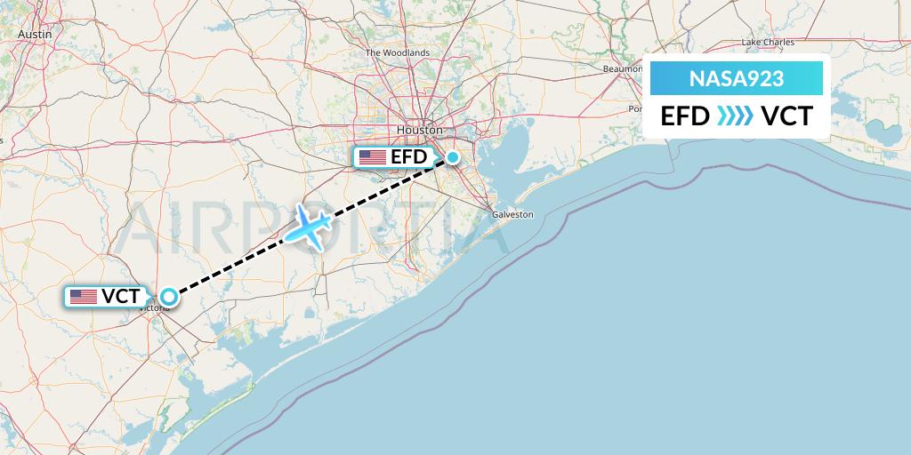 NASA923 Nasair Flight Map: Houston to Victoria