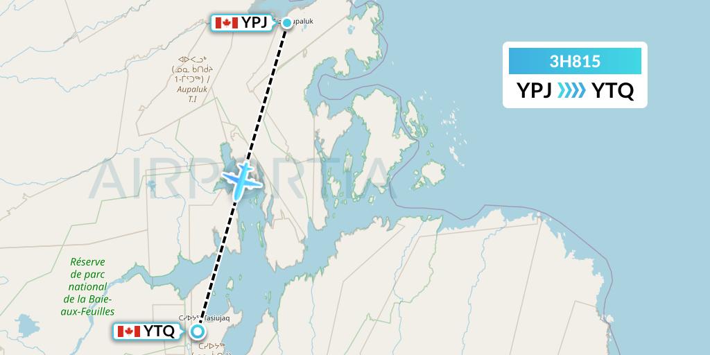 3H815 Air Inuit Flight Map: Aupaluk to Tasiujaq