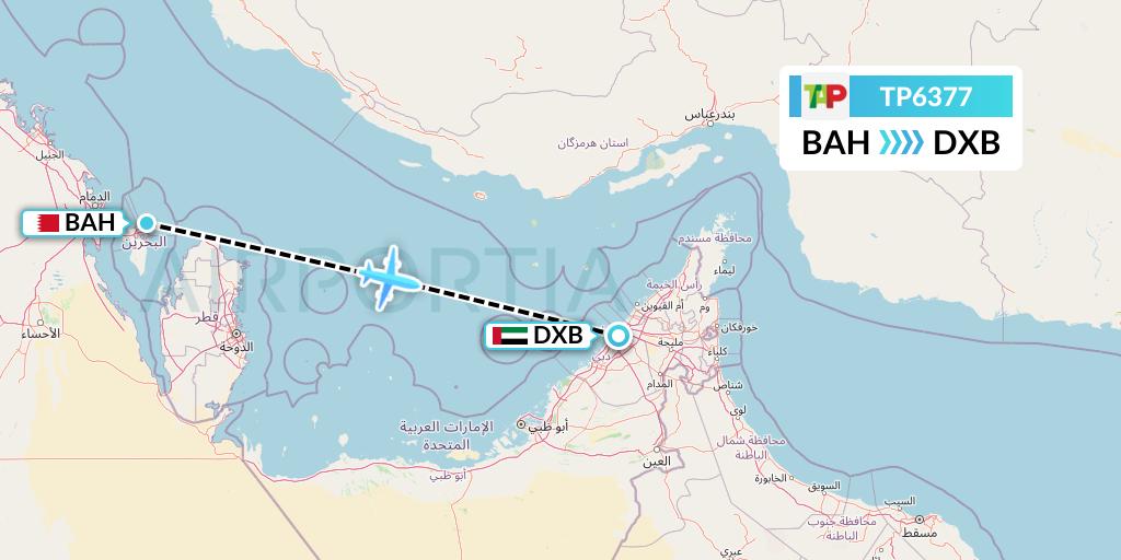 TP6377 TAP Portugal Flight Map: Bahrain to Dubai