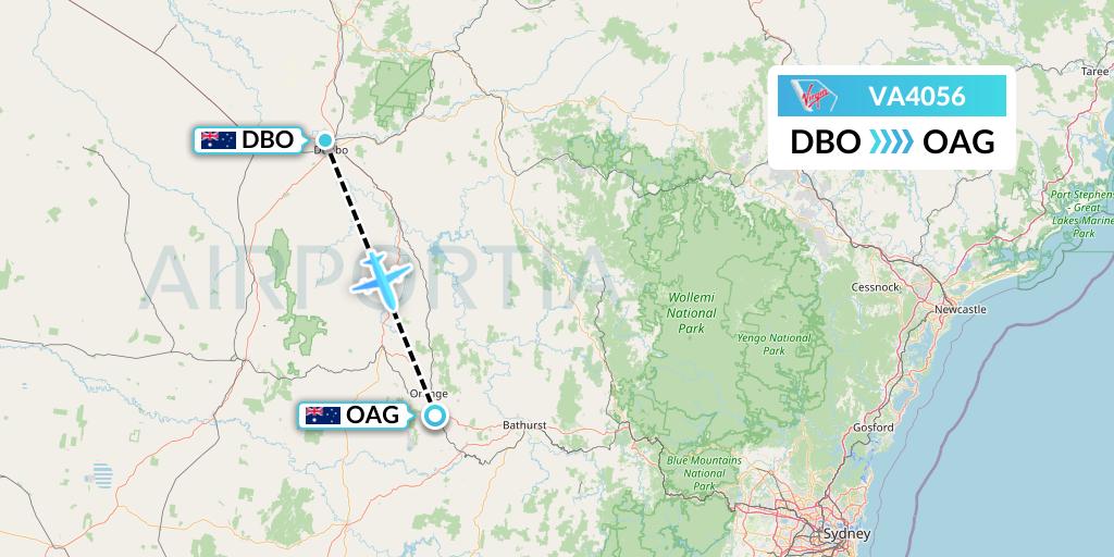 VA4056 Virgin Australia Flight Map: Dubbo to Orange