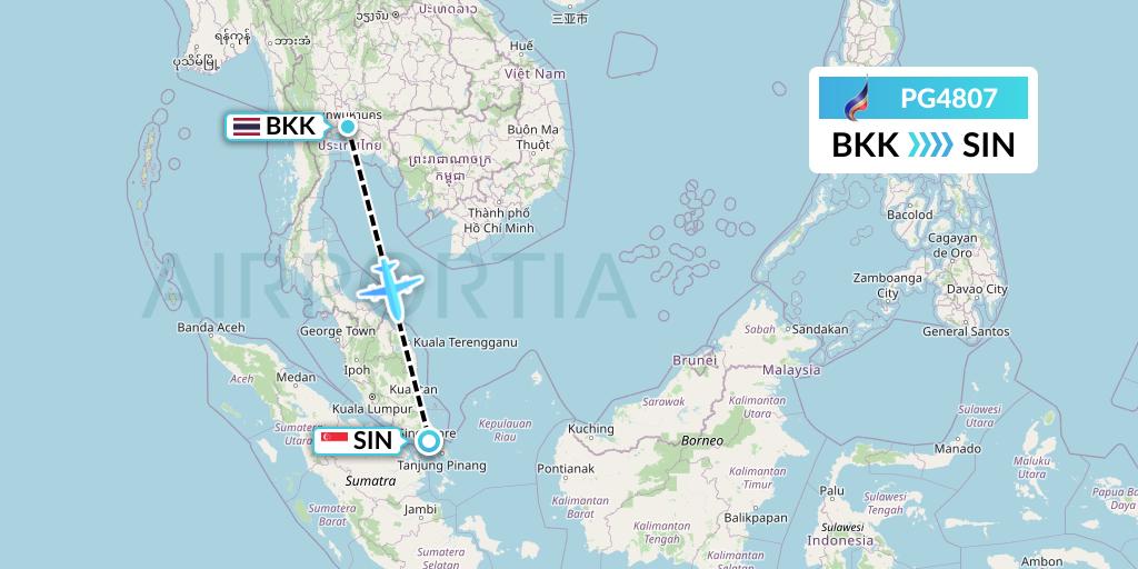 PG4807 Bangkok Airways Flight Map: Bangkok to Singapore
