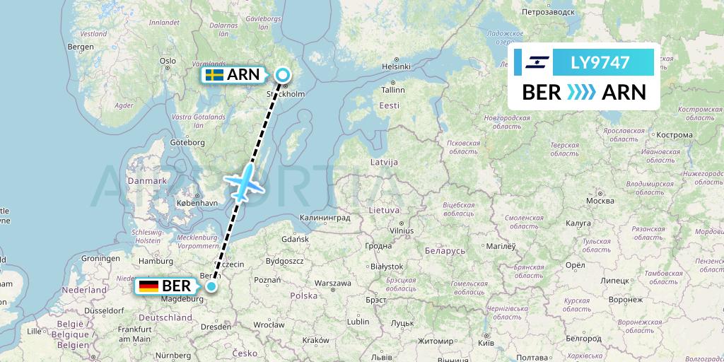 LY9747 El Al Flight Map: Berlin to Stockholm