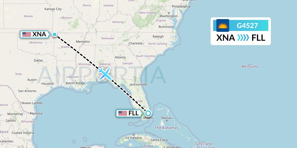 G4527 Allegiant Air Flight Map: Bentonville to Fort Lauderdale