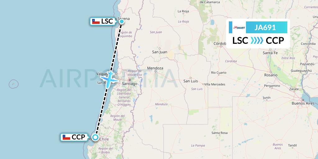 JA691 JetSMART Flight Map: La Serena to Concepcion