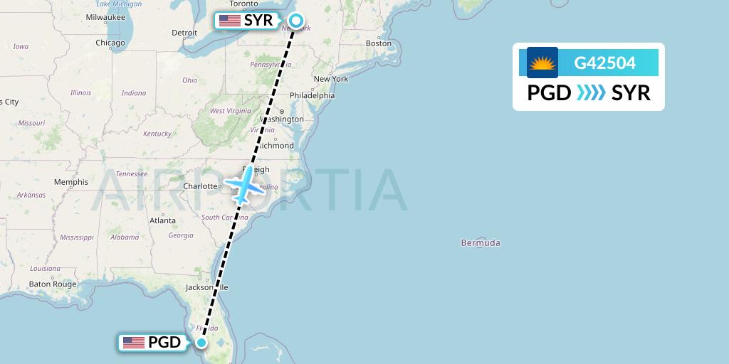 G42504 Allegiant Air Flight Map: Punta Gorda to Syracuse