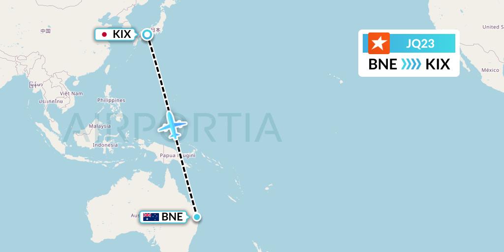 JQ23 Flight Status Jetstar Airways Brisbane to Osaka (JST23)