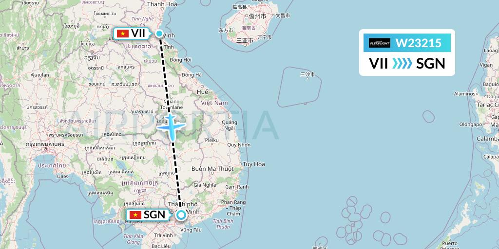 W23215 Flex Flight Flight Map: Vinh to Ho Chi Minh City