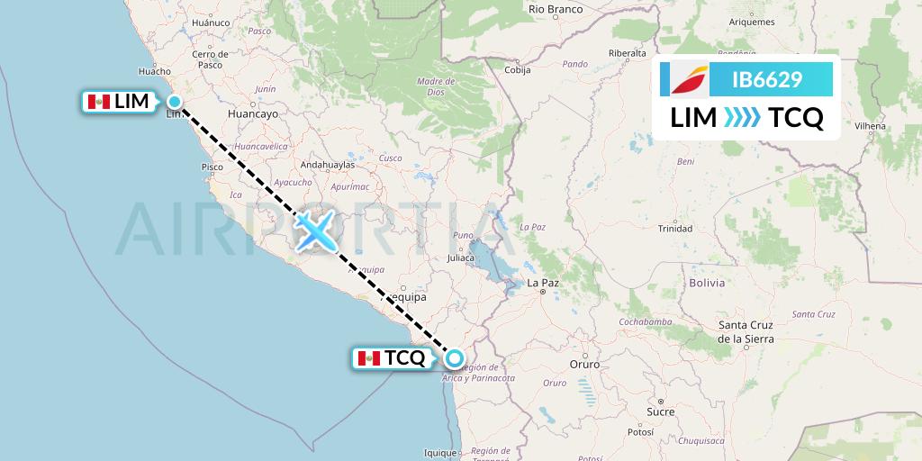 IB6629 Iberia Flight Map: Lima to Tacna