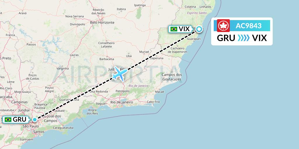 AC9843 Air Canada Flight Map: Sao Paulo to Vitoria