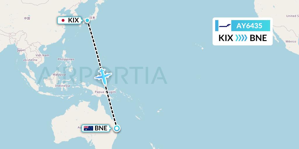 AY6435 Finnair Flight Map: Osaka to Brisbane
