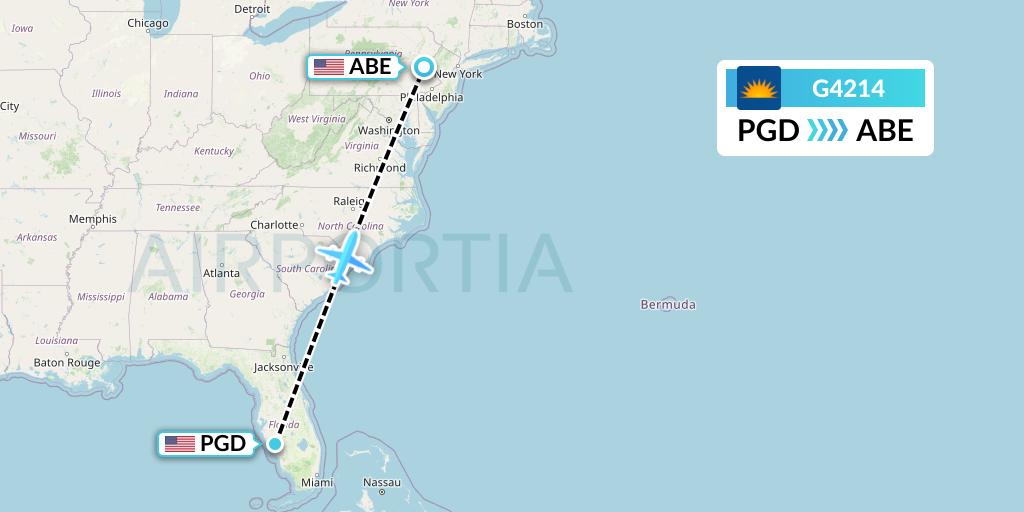 G4214 Allegiant Air Flight Map: Punta Gorda to Allentown