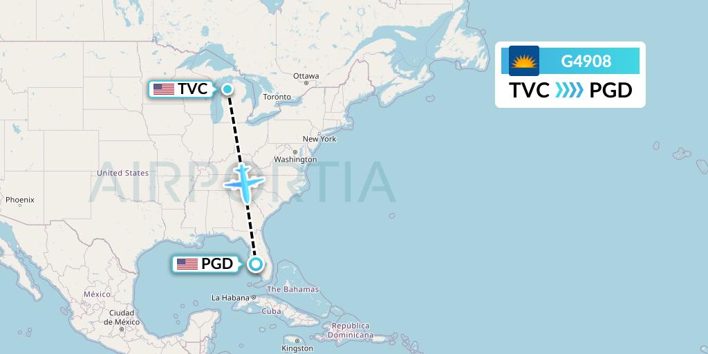 G4908 Allegiant Air Flight Map: Traverse City to Punta Gorda