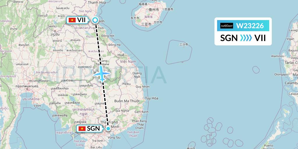 W23226 Flex Flight Flight Map: Ho Chi Minh City to Vinh