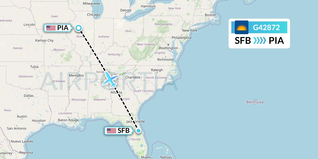 G42872 Allegiant Air Flight Map: Orlando to Peoria