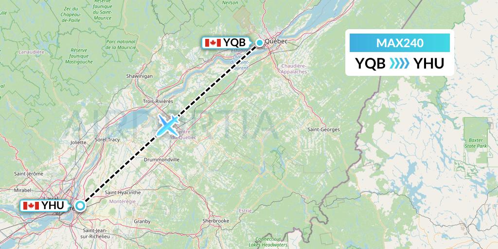 MAX240 Max Aviation Flight Map: Quebec to Montreal