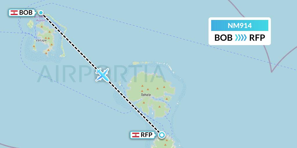 NM914 Air Moana Flight Map: Bora Bora to Raiatea
