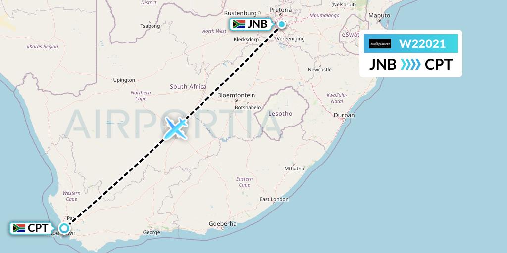 W22021 Flex Flight Flight Map: Johannesburg to Cape Town