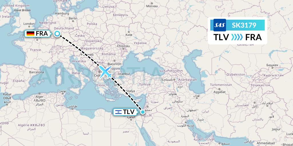 SK3179 SAS Flight Map: Tel Aviv to Frankfurt