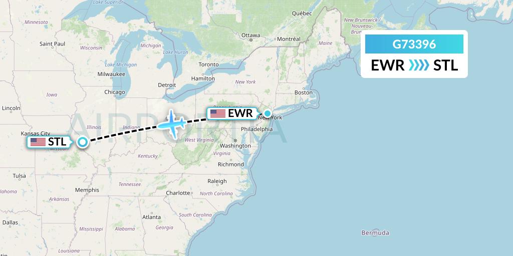 G73396 GoJet Flight Map: New York to St. Louis