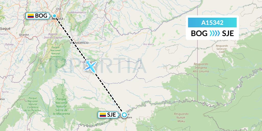 A15342 A.p.g. Distribution Systems Flight Map: Bogota to San Jose Del Guaviare