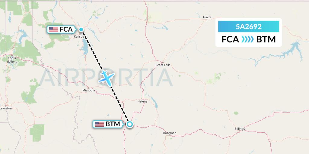 5A2692 Alpine Air Express Flight Map: Kalispell to Butte