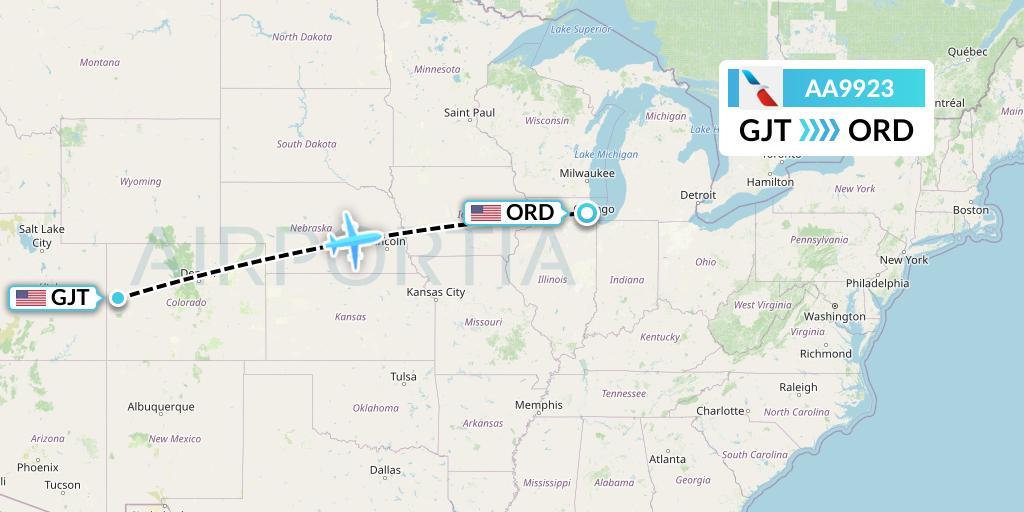 AA9923 American Airlines Flight Map: Grand Junction to Chicago