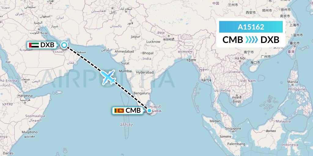 A15162 A.p.g. Distribution Systems Flight Map: Colombo to Dubai