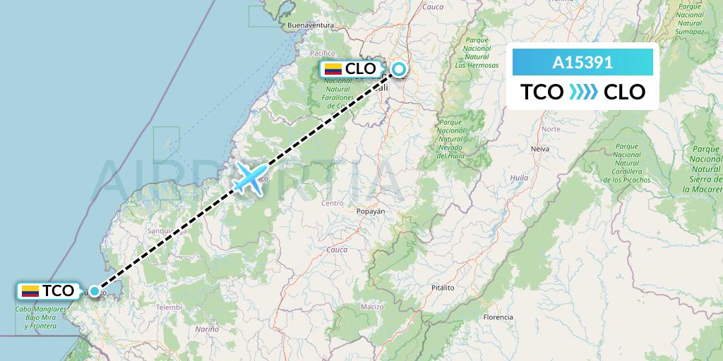 A15391 A.p.g. Distribution Systems Flight Map: Tumaco to Cali