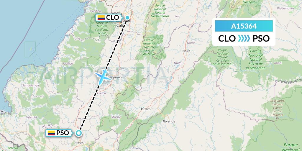 A15364 A.p.g. Distribution Systems Flight Map: Cali to Pasto